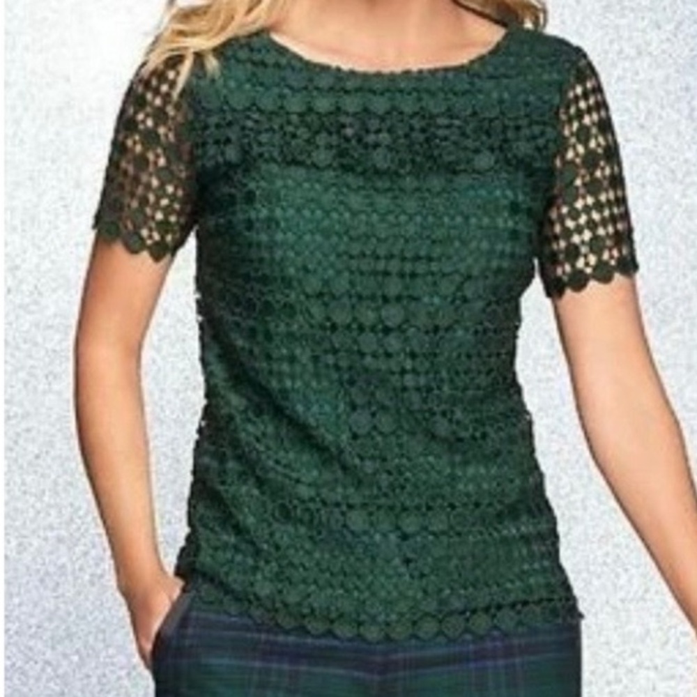 Talbots Dark Green Lace Blouse